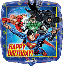 Justice League Happy Birthday  Balloon 17" Square