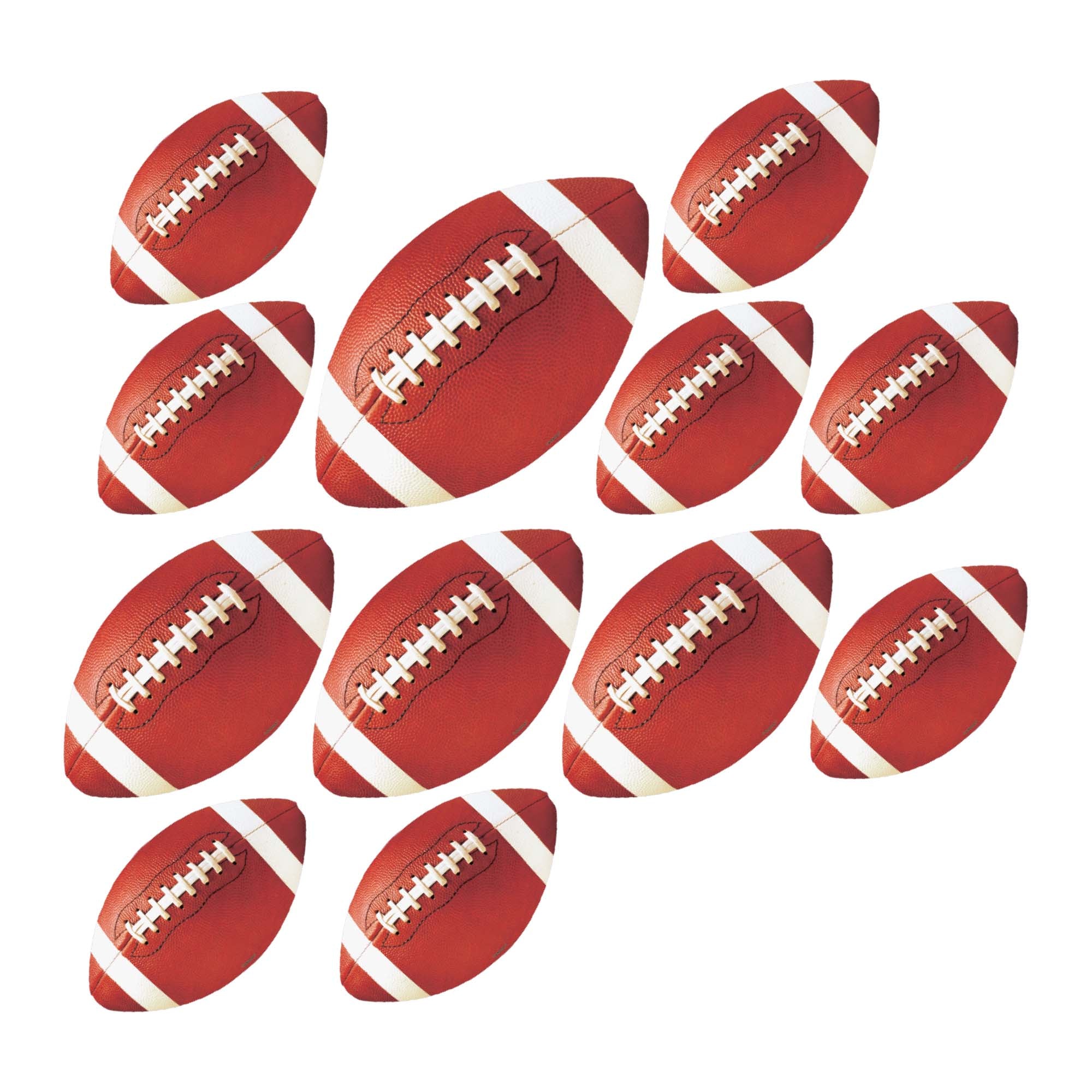 Football 12 Pack Cutouts Assorted 8 1/2", 10 1/2", and 13" size Cutouts