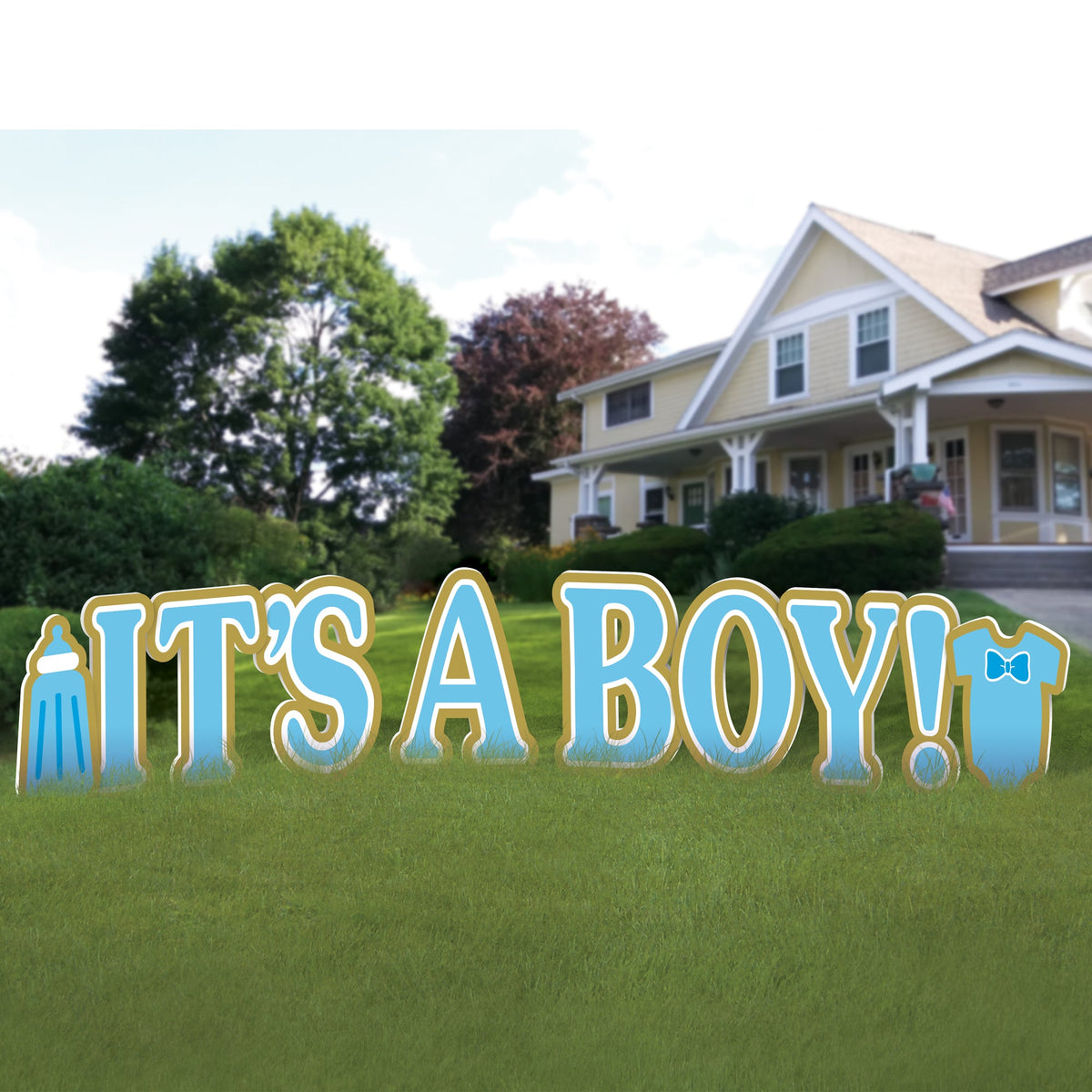 It's A Boy Giant Yard 10 piece Sign set with stakes and tape