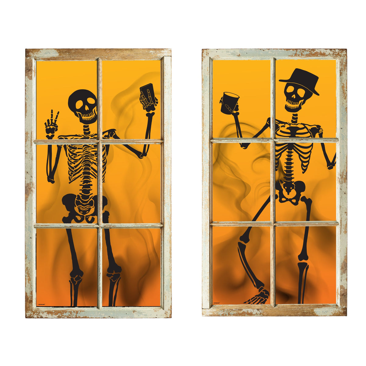 Skeletons Partying 2pack Window Silhouettes 65" x 33 1/2"