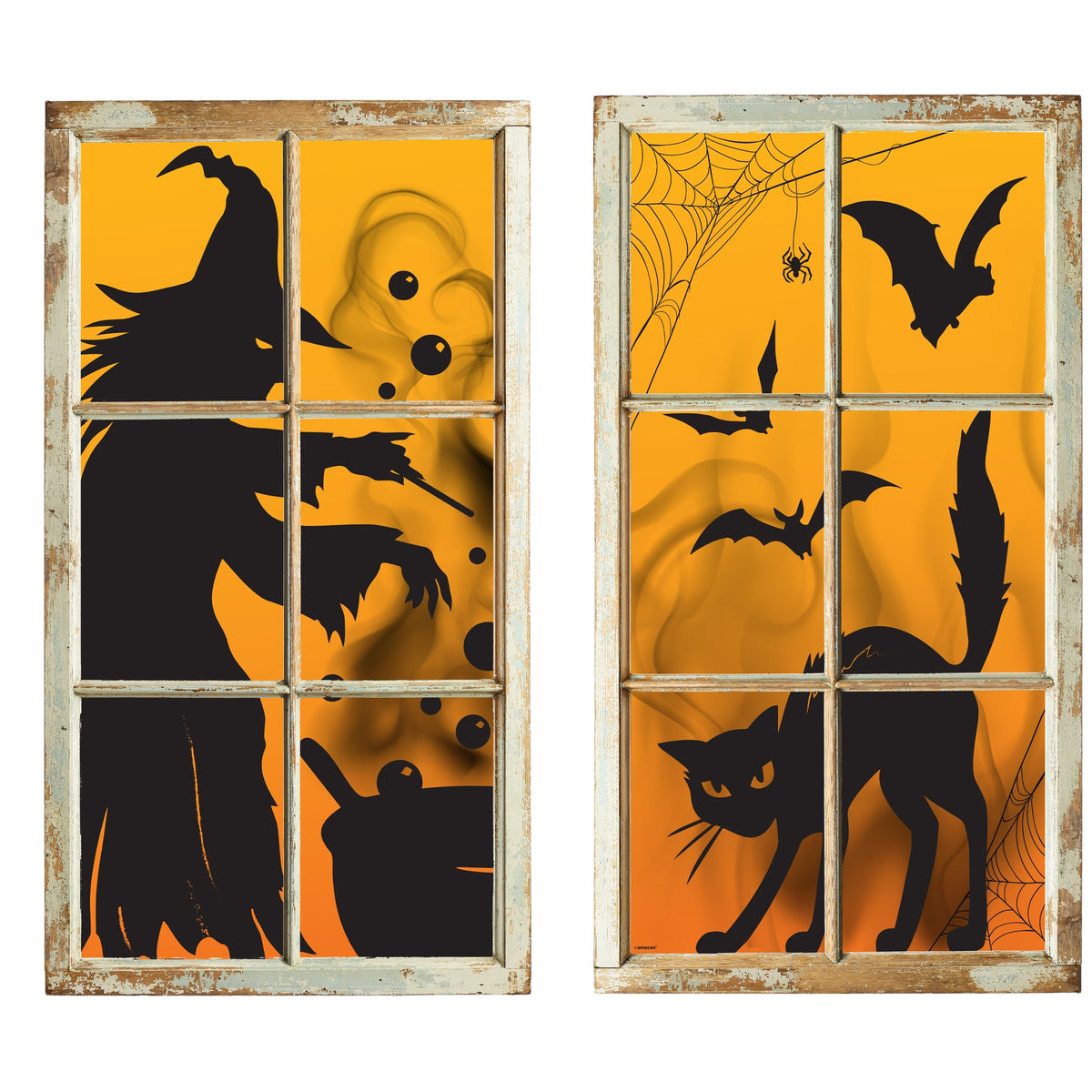 Witches Brew and Cat  2 piece Window Silhouettes 33 1/2" x 65" each