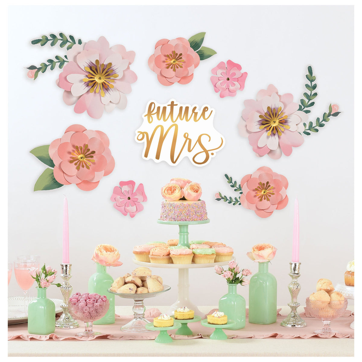 Mint To Be  "Future Mrs" 8 piece Floral Backdrop Set