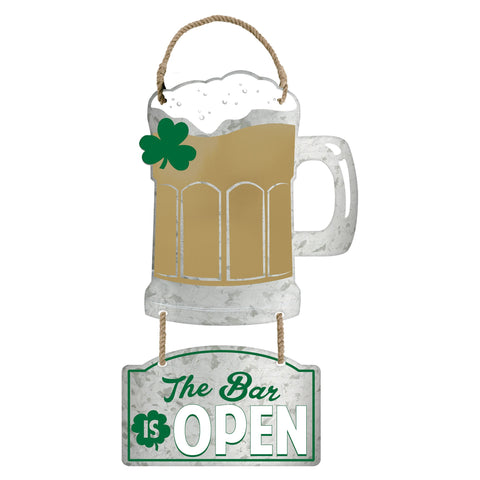 St. Patrick's Day ""The Bar is Open" Hanging Sign