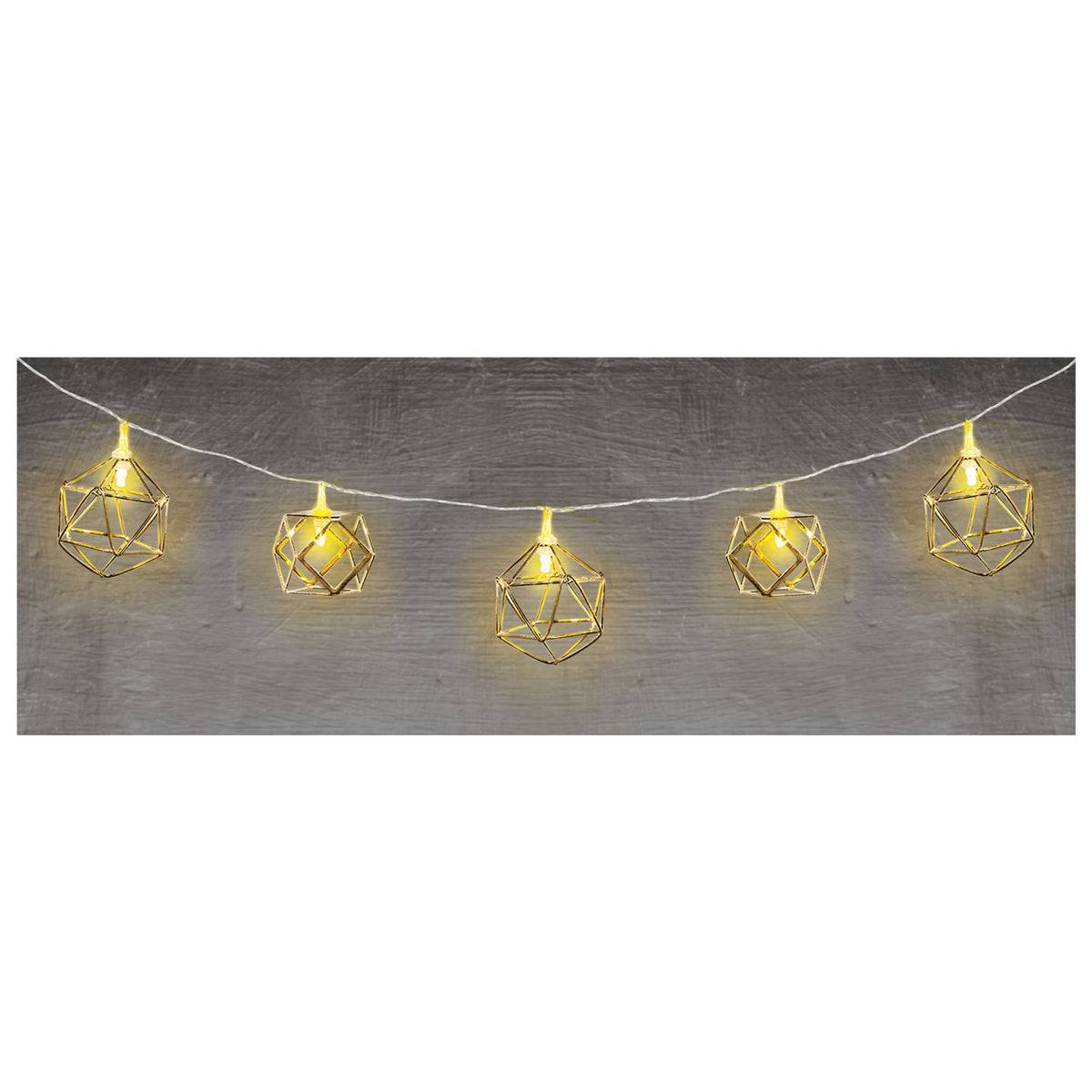 Gold Geo Shape Battery Operated LED String Lights 5 3/8'