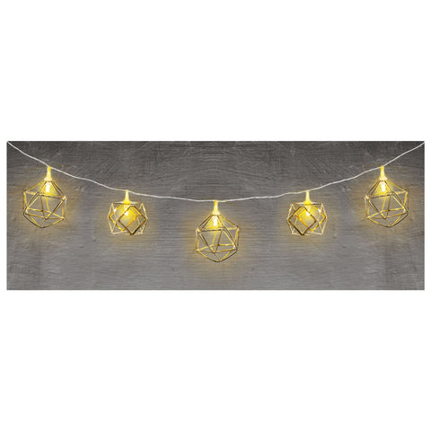 Gold Geo Shape Battery Operated LED String Lights 5 3/8'