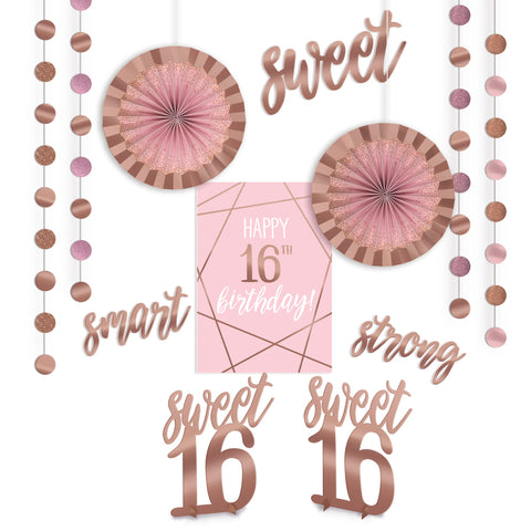 Sweet Sixteen Blush 12 piece Room Decorating Kit