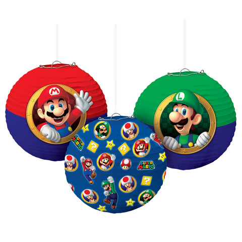 Super Mario Brothers 3 piece set of 9 1/2" dia  Lanterns w/ Add Ons