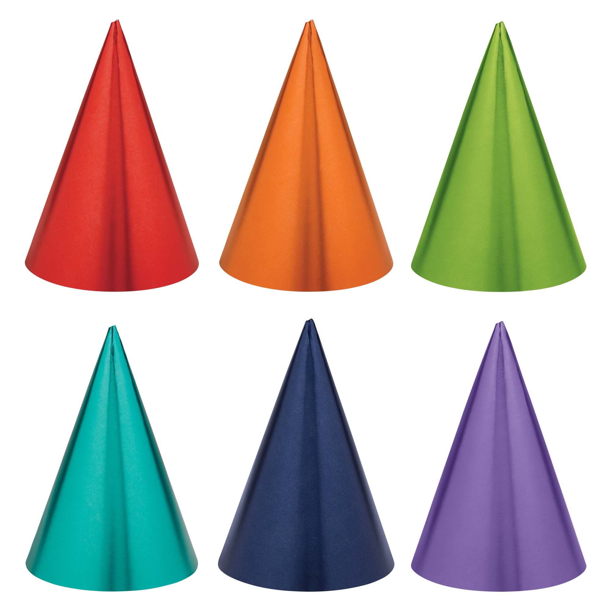 Rainbow Assorted color 7" Foil Cone Party Hats
