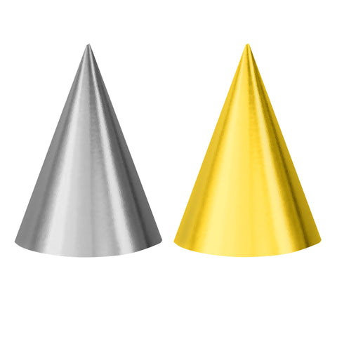Silver & Gold 7" Cone Party Hats
