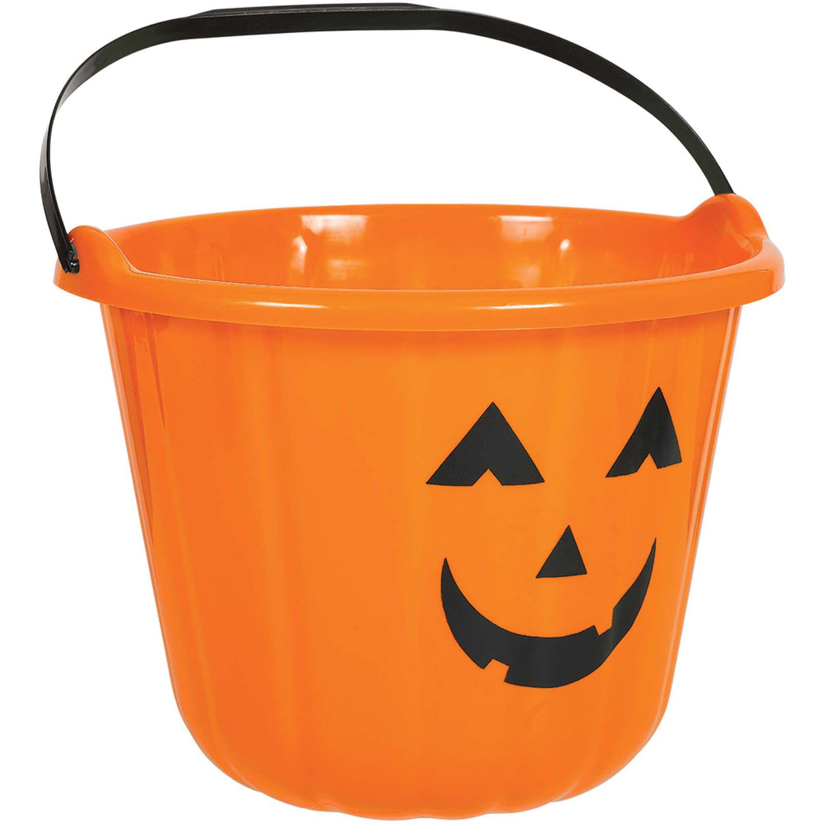 Orange Plastic  Pumpkin Bucket  6 1/2" x 8 3/4"
