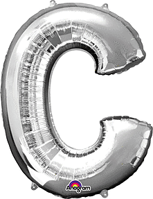 Silver Letter "C" Mylar Balloon 32 Inch with Balloon weight