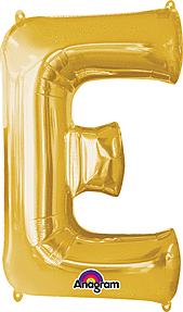 Gold Letter "E" Mylar Balloon 32 Inch with Balloon weight