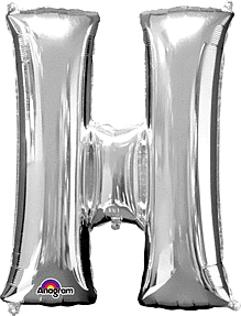 Silver Letter "H" Mylar Balloon 32 Inch with Balloon weight