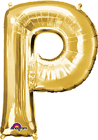 Gold Letter "P" Mylar Balloon 33 Inch with Balloon weight