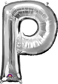 Silver Letter "P"Shaped Mylar Super Balloon 34 Inch