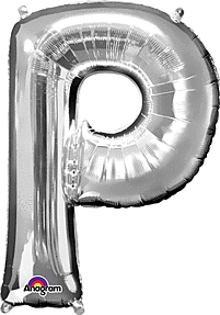 Silver Letter "P" Mylar Balloon 32 Inch with Balloon weight