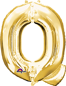 Gold Letter "Q" Mylar Balloon 32 Inch with Balloon weight