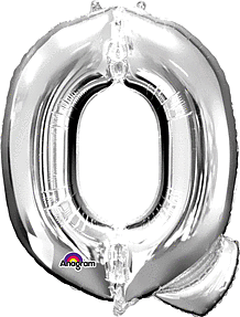 Silver Letter "Q" Mylar Balloon 32 Inch with Balloon weight