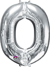 Silver Letter "O" Mylar Balloon 33 Inch with Balloon weight