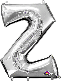 Silver Letter "Z" Mylar Balloon 33 Inch with Balloon weight