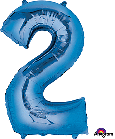 Blue #2 Number Balloon 33 Inch with Balloon weight
