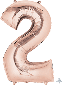 Rose Gold Mylar #2 Number 33 Inch Balloon with Balloon weight