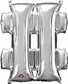 Silver Mylar "#"  Number Sign Balloon 33 inch with Balloon weight