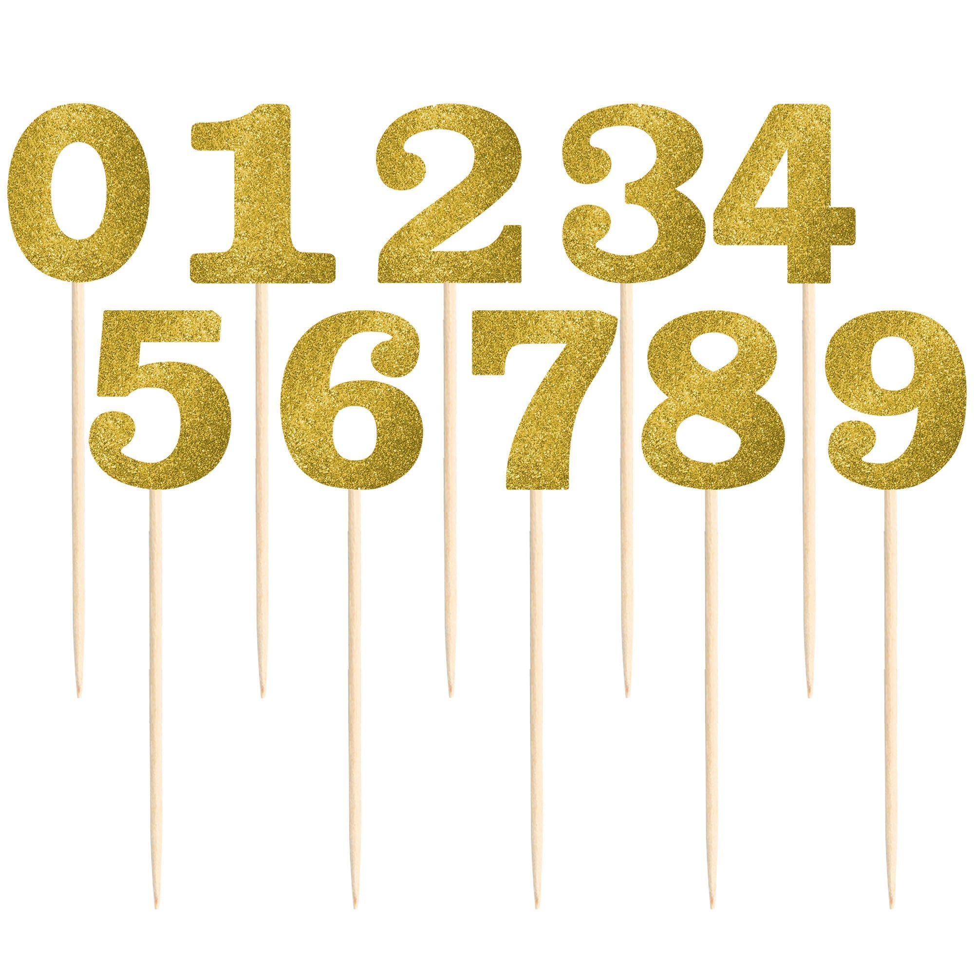 Gold Glitter Table Number Picks (1-12)
