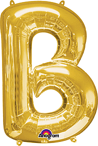 Gold Letter "B" Mylar Balloon 34 Inch with Balloon weight