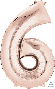 Rose Gold Mylar #6 Balloon 34 Inch with Balloon Weight