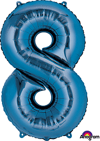 Blue #8 Number Balloon 34 Inch with Balloon weight