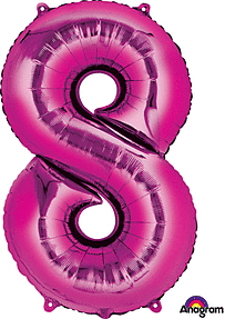 Pink Mylar #8 Number Balloon 36 inch with Balloon weight