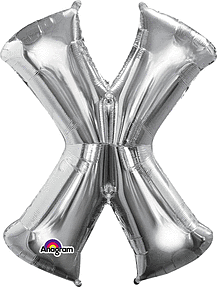 Silver Letter "X" Shaped Mylar Super Balloon 34 Inch