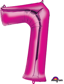 Pink Mylar #7 Number Balloon 36 inch with Balloon weight