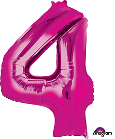 Pink #4 Shaped Mylar Supershape Balloon 34 inch