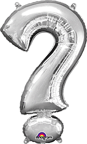 Silver  Mylar "?"  Question Mark Balloon 36 inch with Balloon weight