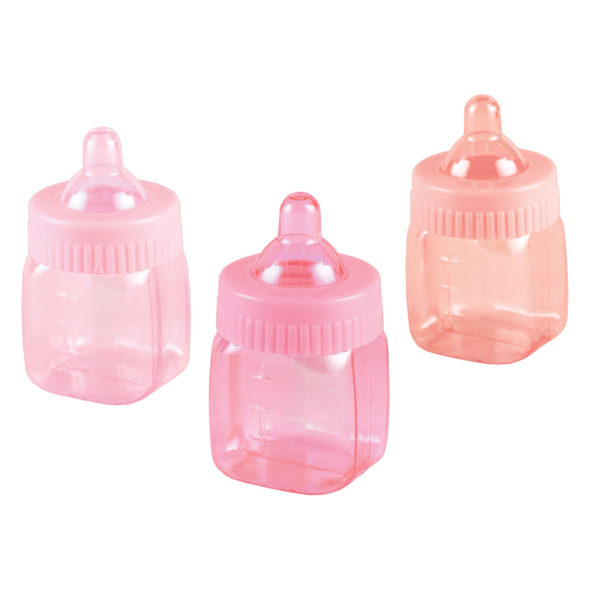 Pink Baby Shower Baby Bottle 1 1/2" x 3"  Favor Containers package of 6