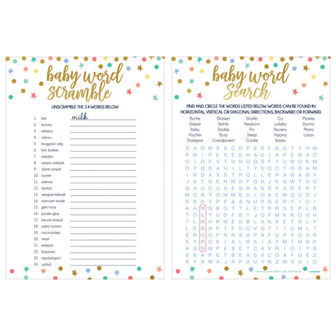 Baby Shower 2-in-1 Word Scabble and Word Search Game Kit