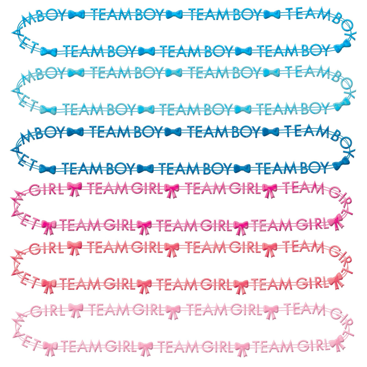 Gender Reveal Team Boy/Team Girl 30" Bead Necklaces Package of 10