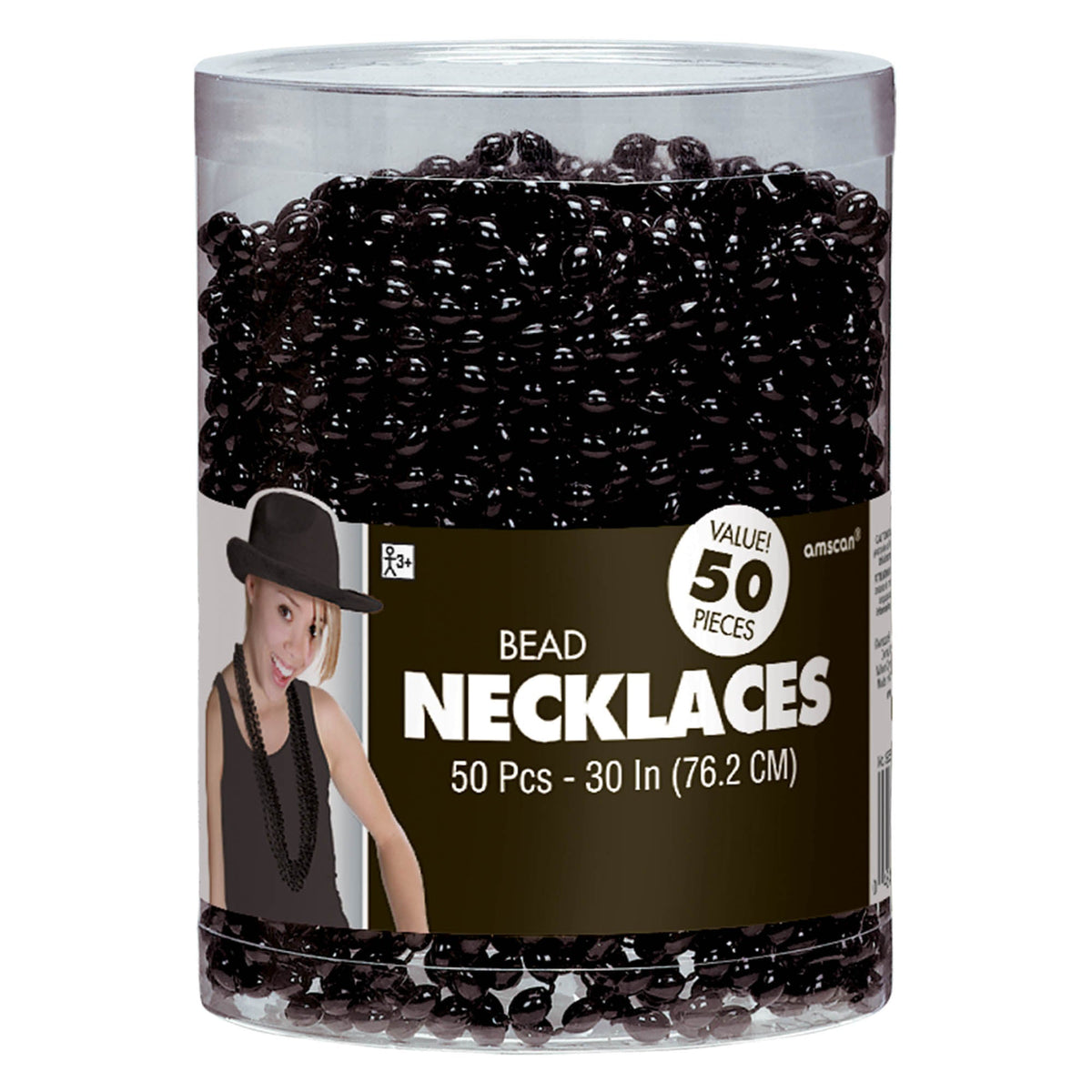 Black Bead  30" Necklaces Party Favors Package of 50