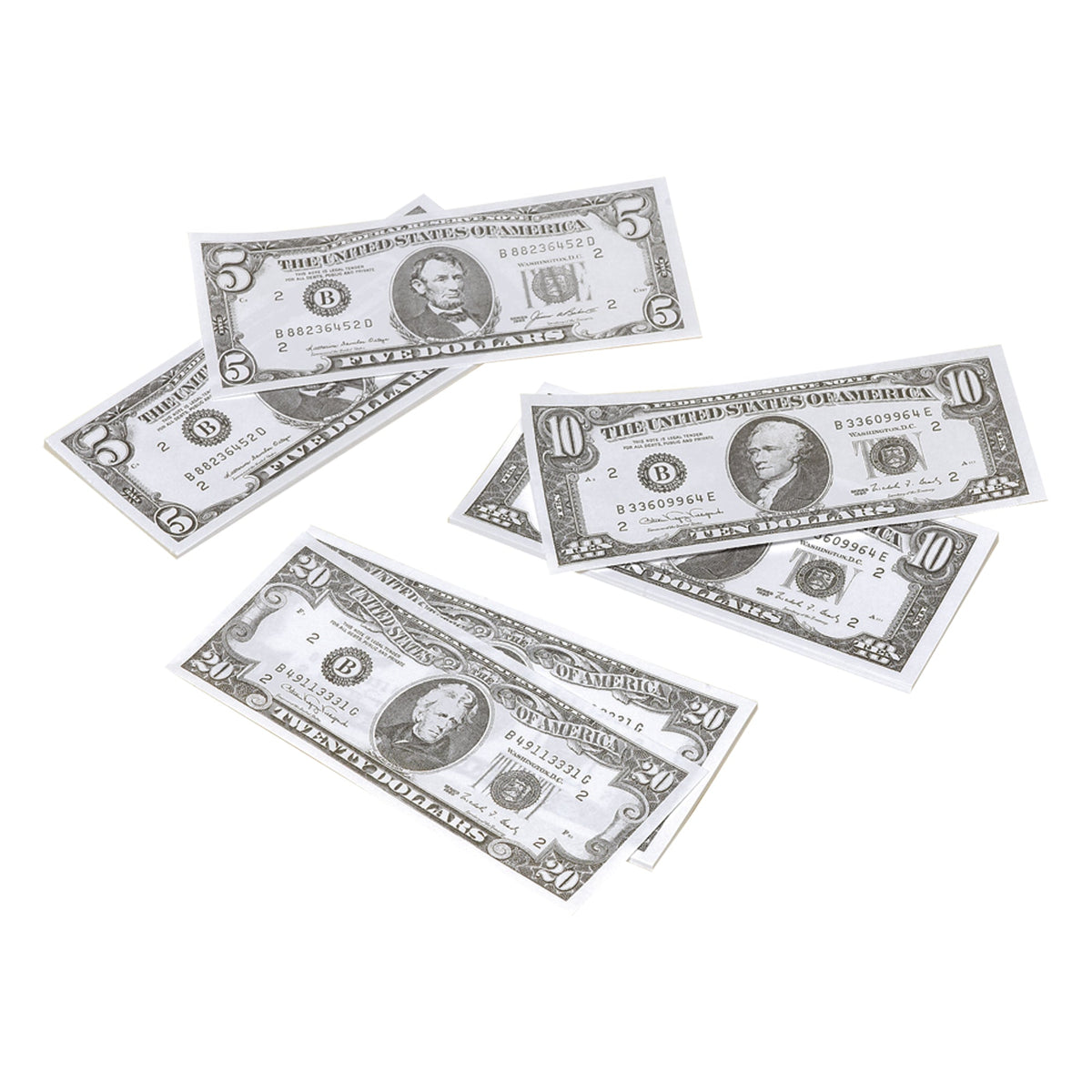 Play Money 4 1/4" x 1 3/4" Pads Party Favors Package of 12