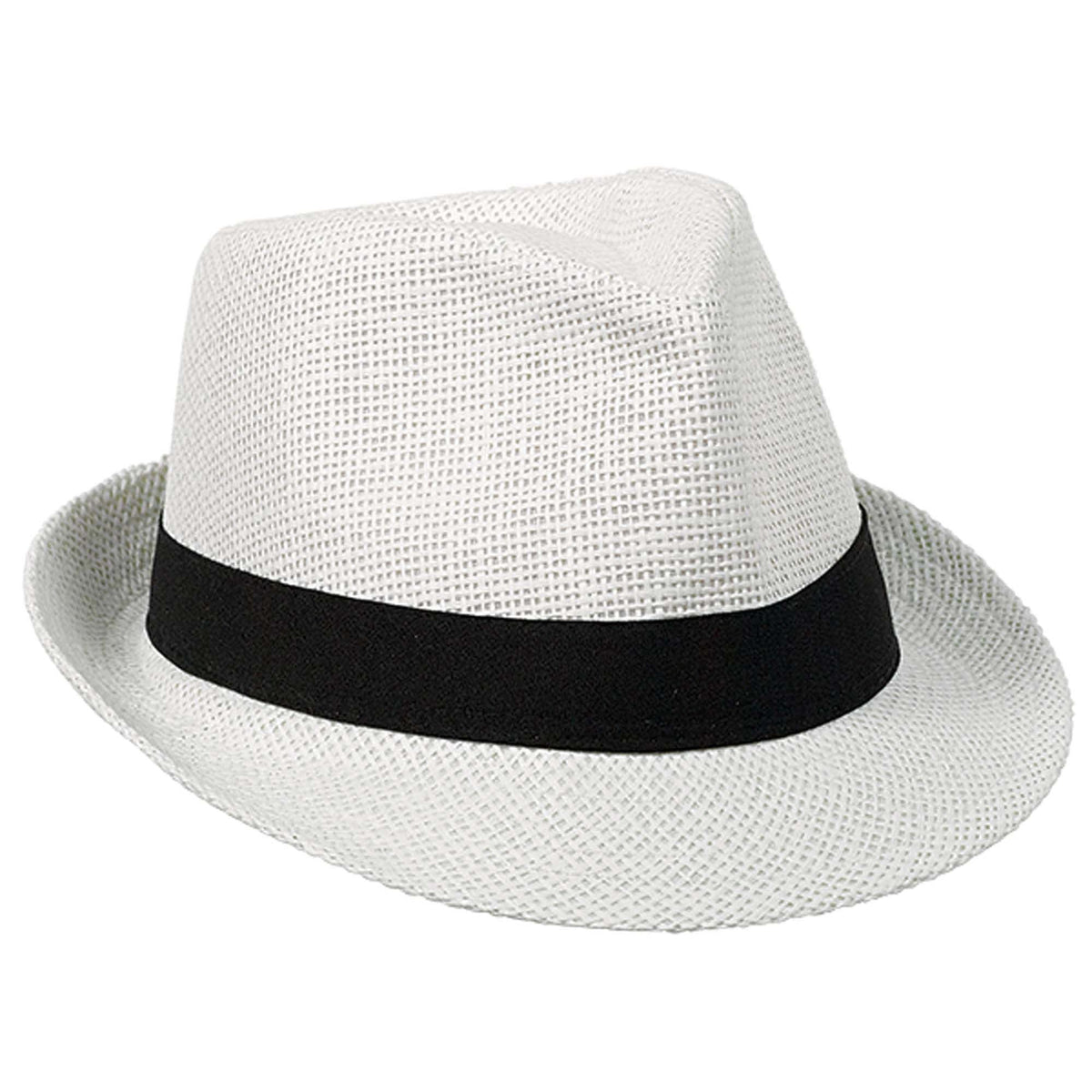 White Fedora W/ Black Band