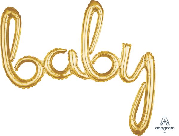 Script  "Baby"  Gold  Air Filled Phrase