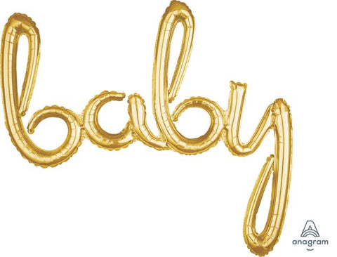 Script  "Baby"  Gold  Air Filled Phrase