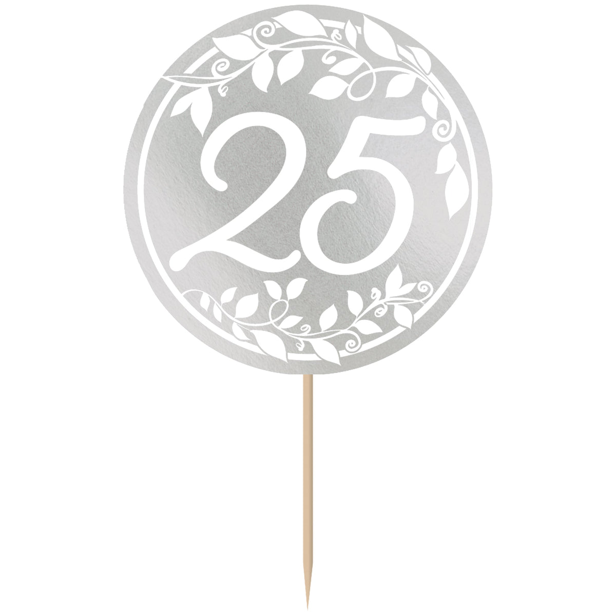 25th Anniversary Silver 3 3/4" Party Picks Package of 24