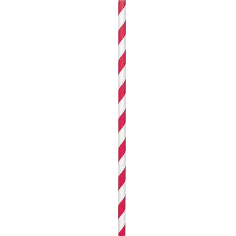 Apple Red  and White Paper Straws  9 1/2" Paper Straws