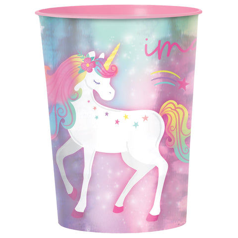 Enchanted Unicorn Metallic Plastic 16 oz.Party Favor Cup