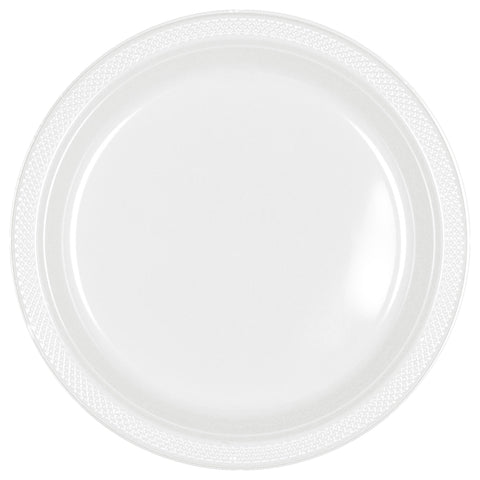 Frosty White 7" Round Plastic Plates 20 count