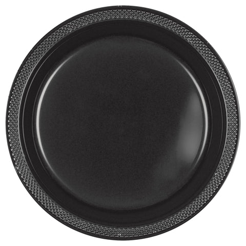 Jet Black 7" Round Plastic Plates 20 count