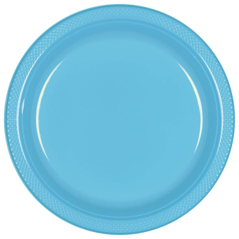 Caribbean Blue 7" Round Plastic Plates 20 count